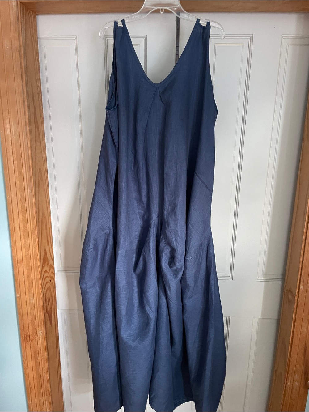 Sleeveless Linen Maxi Dress in Navy Blue Size 1X-3X - Picture 5 of 8